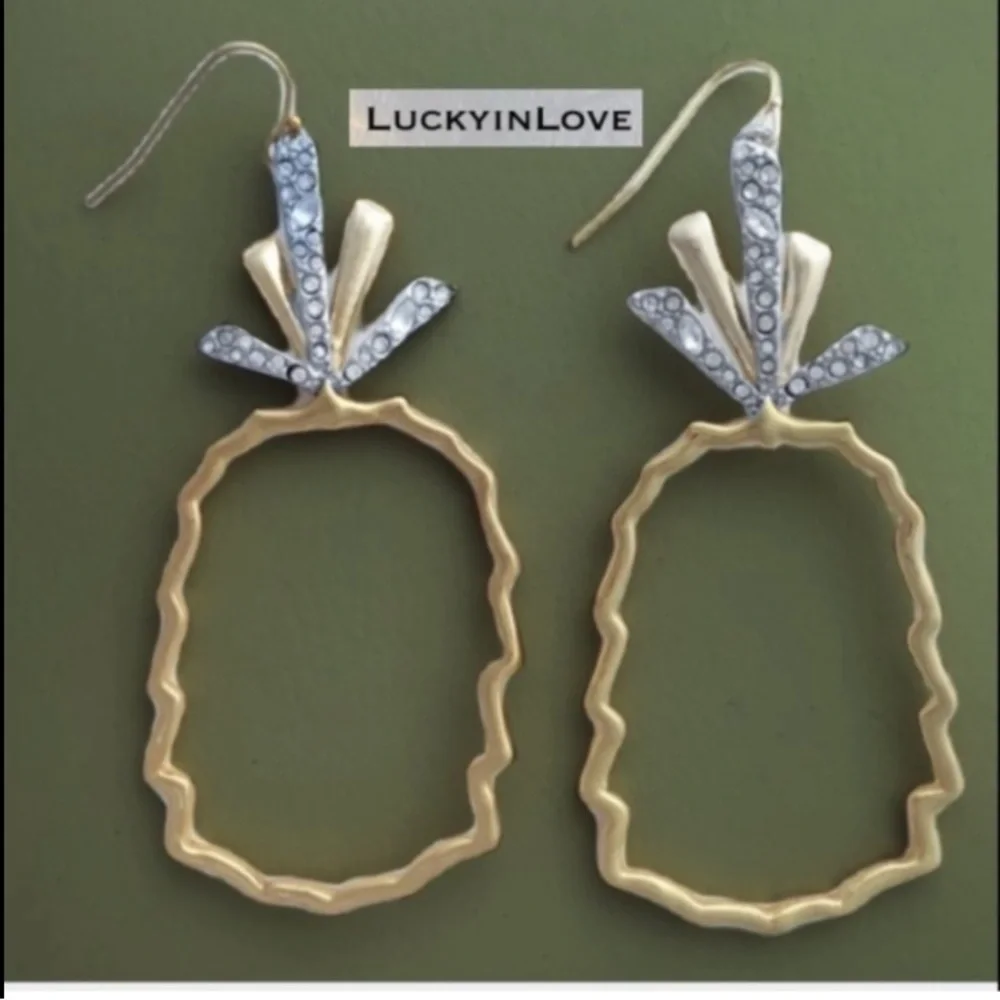 ALEXIS BITTAR • Gold Silver Crystal Abstract Pineapple Cut Out Drop Earrings